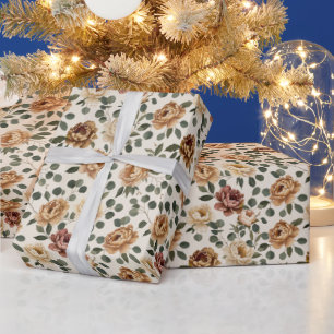 Papier Cadeau Pivoines & Eucalyptus dans un Neutre Sophistiqué C