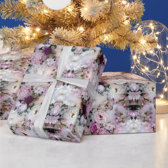Papier Cadeau Pivoines & Fleurs de Cerisier en Dégradé Luxueux (Vacances)