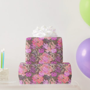 Papier Cadeau Pivoines fleurs rose jardin bouquet