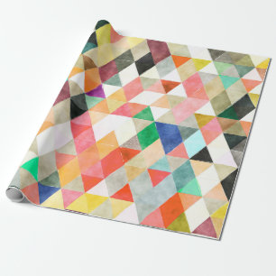 Papier Cadeau PixDezines Boho Aquarelle Triangles/Géométrique