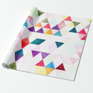 Papier Cadeau PixDezines Boho Aquarelle Triangles/Géométrique