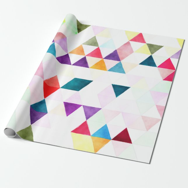Papier Cadeau PixDezines Boho Aquarelle Triangles/Géométrique (Déroulé)