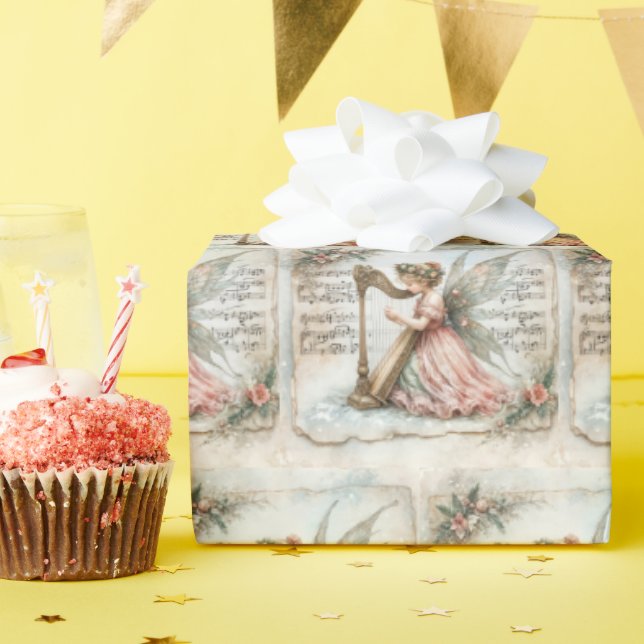 Papier Cadeau Pixie Fairy Jouer une harpe (Fête d'anniversaire)