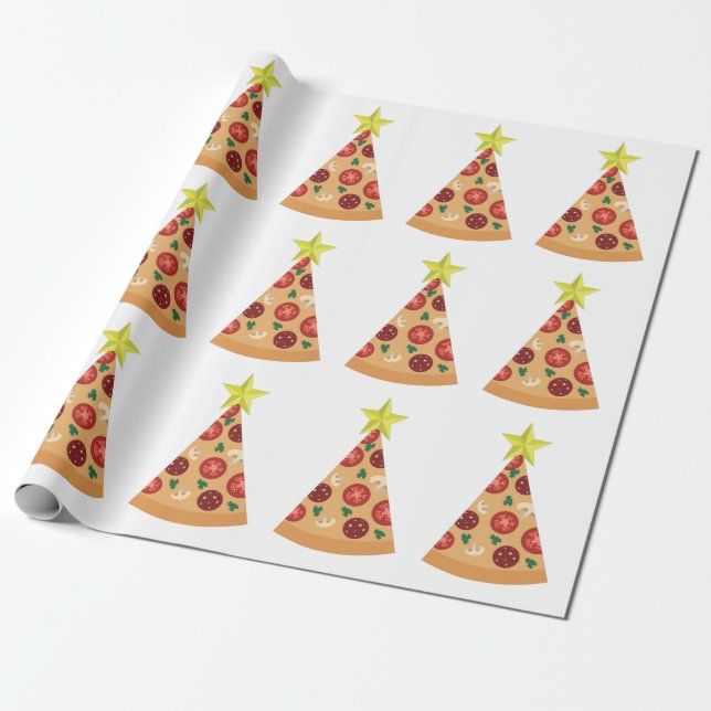 Papier Cadeau pizza affreux arbre de noël drôle (Déroulé)