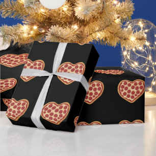 Papier Cadeau Pizza en forme de cœur mignon pour la Saint-Valent
