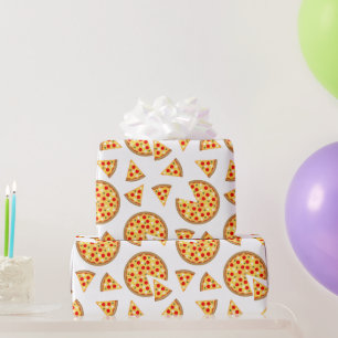 Papier Cadeau Pizza et tranches de cool motif sur blanc