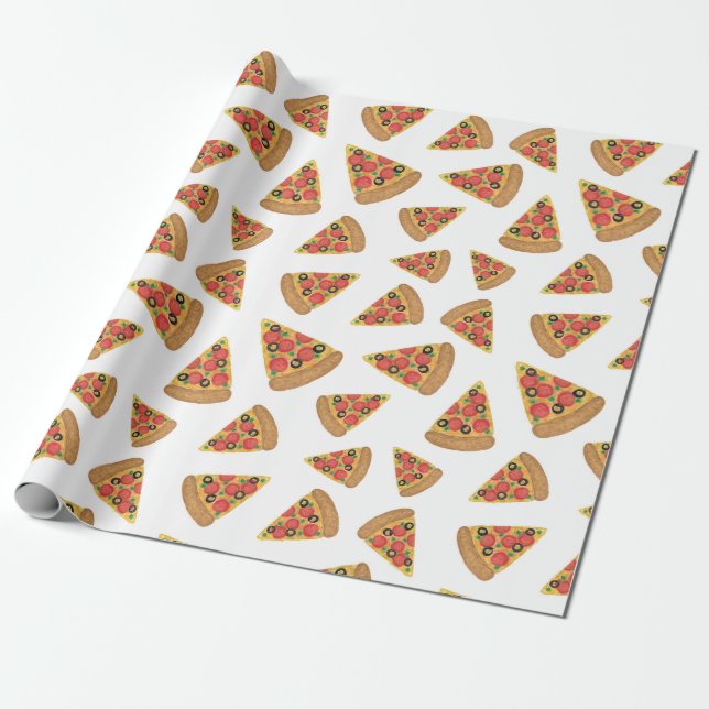 Papier Cadeau Pizza Party Pepperoni (Déroulé)
