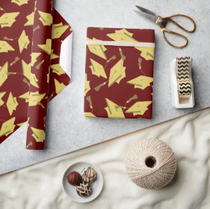 Papier Cadeau Plafonds d'obtention d'or en l'air sur Maroon Part