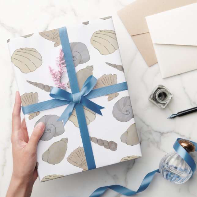 Papier Cadeau Plage Aquarelle Art Coques de mer (Cadeaux)