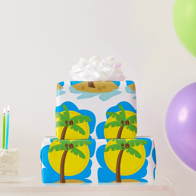 Papier Cadeau Plage aux palmiers (Créateur téléchargé)