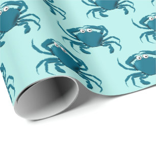 Papier Cadeau Plage Crabe Bleu Papier d'Emballage