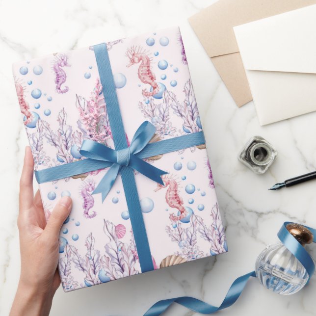 Papier Cadeau Plage de cheval de mer carrelé motif (Cadeaux)