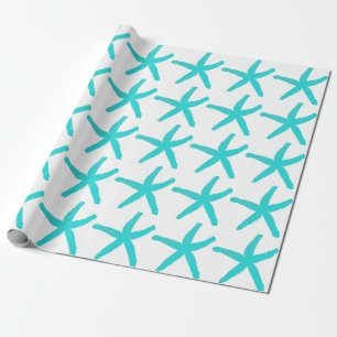 Papier Cadeau Plage de Motif d'étoiles de mer Turquoise Bleu Bl