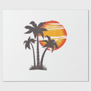 Papier Cadeau Plage de palmier océan vacances d'été coucher de s