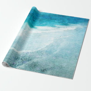 Papier Cadeau Plage Retro - Océan bleu Turquoise côtier Aquare