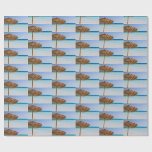 Papier Cadeau Plage tropicale panoramique avec motif de parasol 