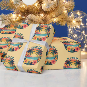 Papier Cadeau Plage tropicale rétro Hawaï