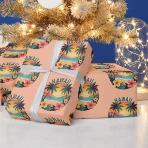 Papier Cadeau Plage tropicale rétro Hawaï