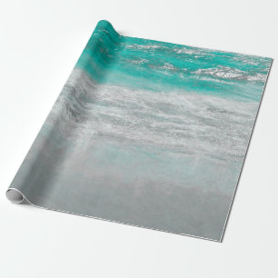 Papier Cadeau Plage Turquoise Ocean Waves Tropical Coastal Art