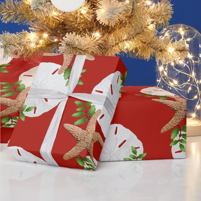 Papier Cadeau Plage Wreath Grand Motif Noël (Vacances)