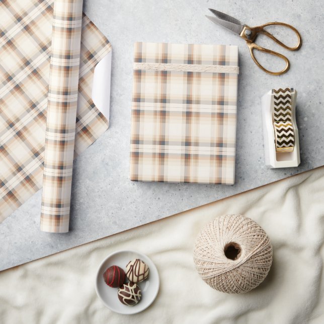 Papier Cadeau Plaid beige et Brown (Artisanat)
