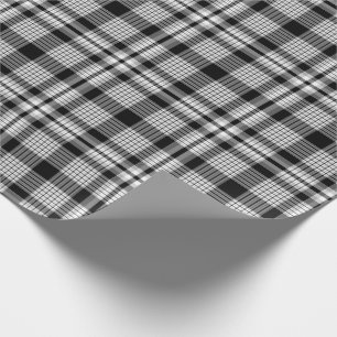 Papier Cadeau Plaid blanc et gris noir