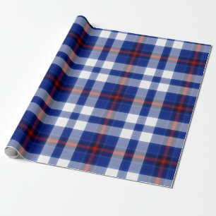 Papier Cadeau Plaid bleu blanc rouge Tartan