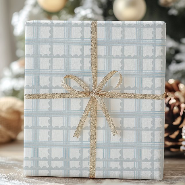 Papier Cadeau Plaid bleu clair et blanc (Créateur téléchargé)