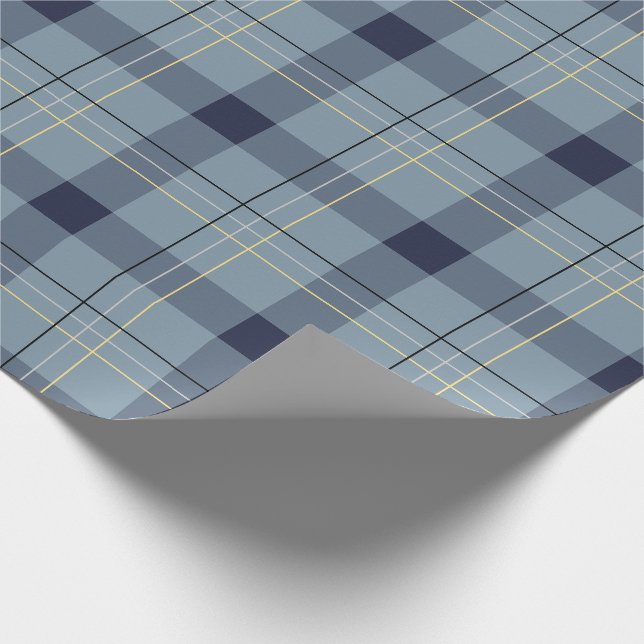 Papier Cadeau Plaid bleu et jaune (Coin)