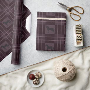 Papier Cadeau Plaid Cheval Violet Fêtes de Noël Équestre