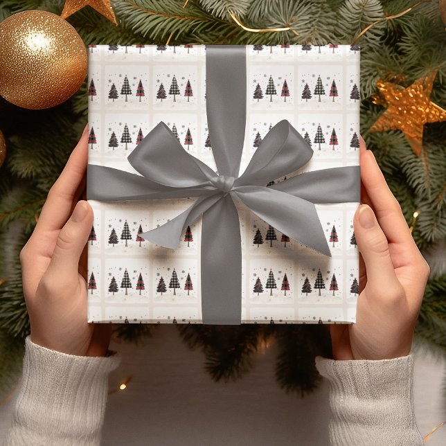 Papier Cadeau Plaid Christmas Trees Personalized Holiday  (Créateur téléchargé)