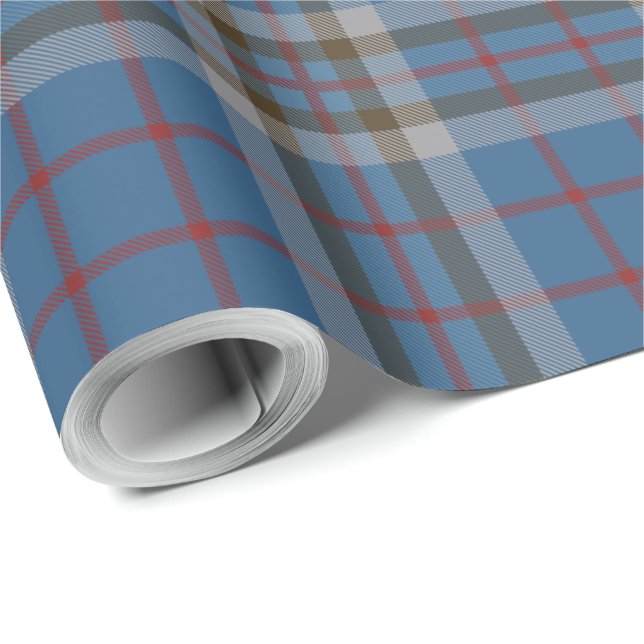 Papier Cadeau Plaid Classic Clan Thompson Blue Grey Tartan (Coin rond)
