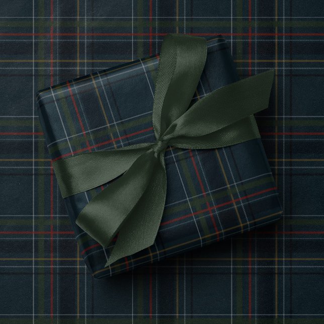 Papier Cadeau Plaid classique de vacances élégant marine Noël (Créateur téléchargé)