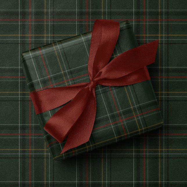 Papier Cadeau Plaid classique de vacances vert chasseur Noël (Créateur téléchargé)