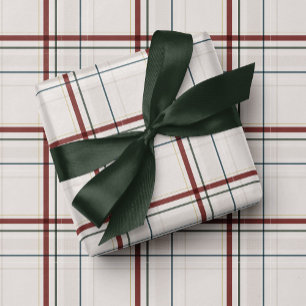 Papier Cadeau Plaid classique neutre pour les fêtes de Noël