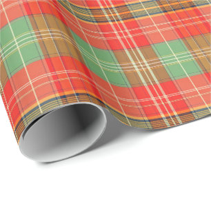 Papier Cadeau Plaid Corail & Sauge