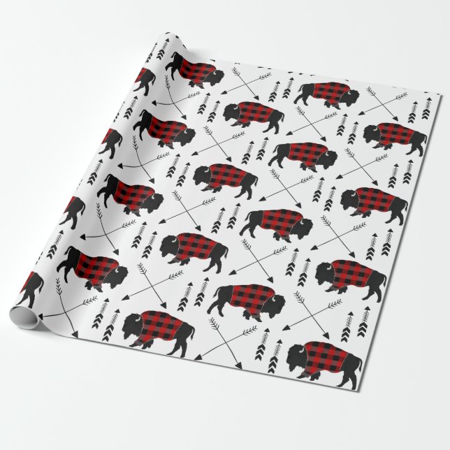 Papier Cadeau Plaid de Buffalo enveloppant Papper (Déroulé)