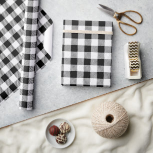 Papier Cadeau Plaid de buffle noir et blanc