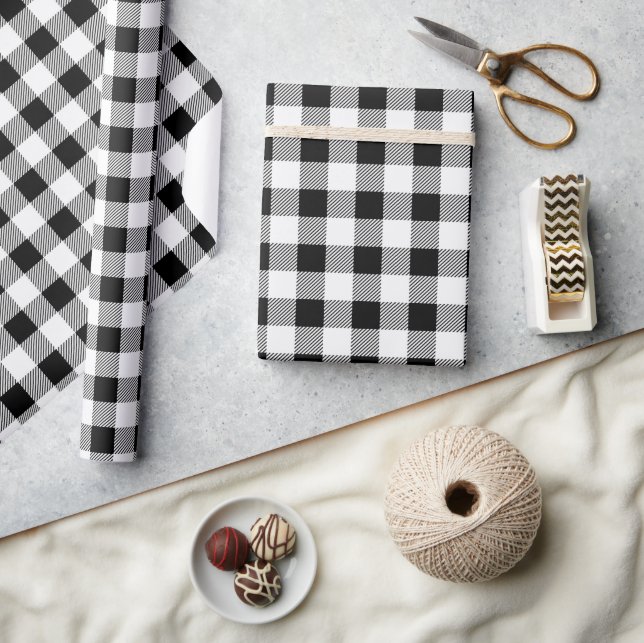 Papier Cadeau Plaid de buffle noir et blanc (Artisanat)