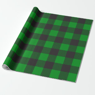 Papier Cadeau Plaid de buffle noir et vert