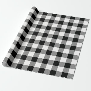 Papier Cadeau Plaid de contrôle de Buffalo blanc et noir -
