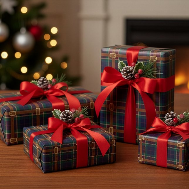Papier Cadeau Plaid de Noël Lux Preppy (Créateur téléchargé)