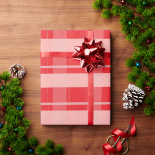 Papier Cadeau Plaid de Noël rose rouge