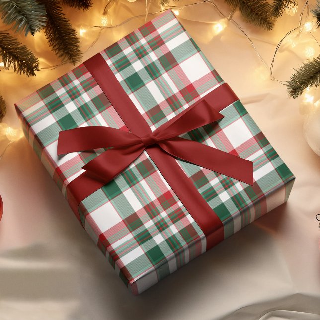 Papier Cadeau Plaid de Noël Rouge et Vert (Créateur téléchargé)