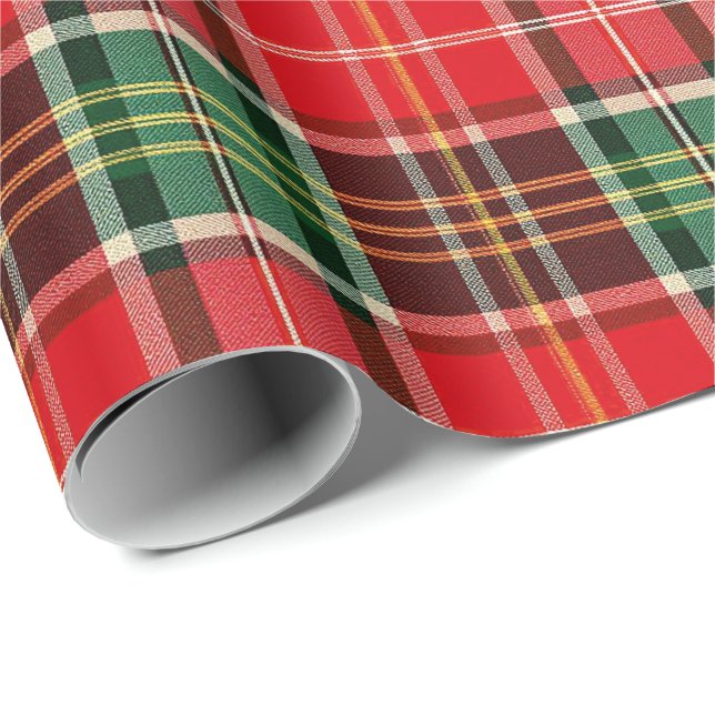 Papier Cadeau Plaid de Noël traditionnel (Coin rond)