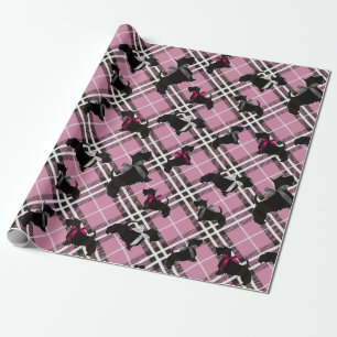 Papier Cadeau Plaid de rose de chien de Terrier d'écossais de