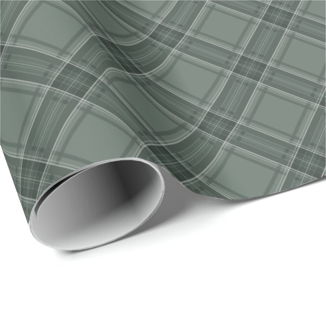 Papier Cadeau Plaid de vacances classique vert sauge Noël (Coin rond)