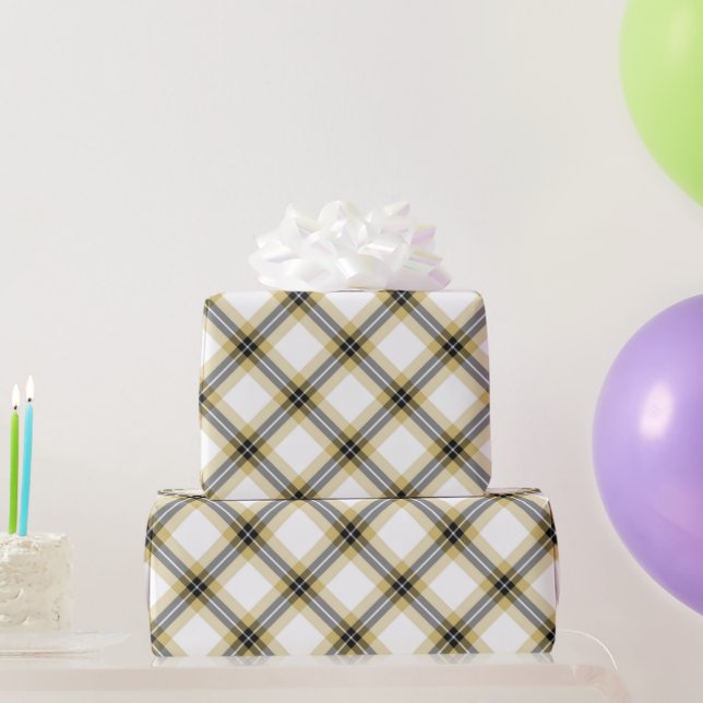 Papier Cadeau Plaid en or et noir (Cadeaux de fête)