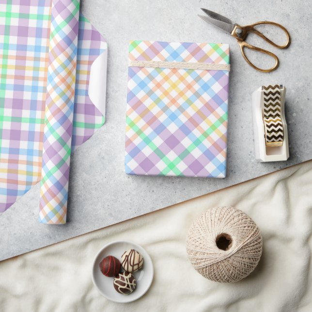 Papier Cadeau Plaid Pastel (Artisanat)