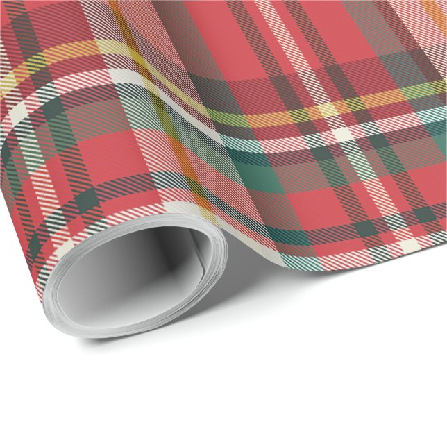 Papier Cadeau Plaid Red Check Noël jours fériés Rustique (Coin rond)